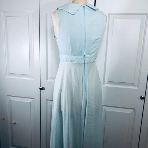 Vintage Ms Rita California Fit & Flare Wide Collar Lace Blue Dress Size S - Picture 7 of 16